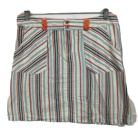 Aventura Dresses & Skirts - Aventura Skirt Sz 8 Womens Blue Orange Striped Organic Cotton Pocket Mini